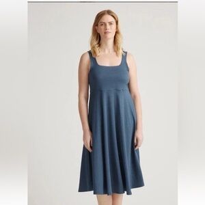Quince Flowknit Fit & Flare Dress Heather Ocean Blue- small women’s